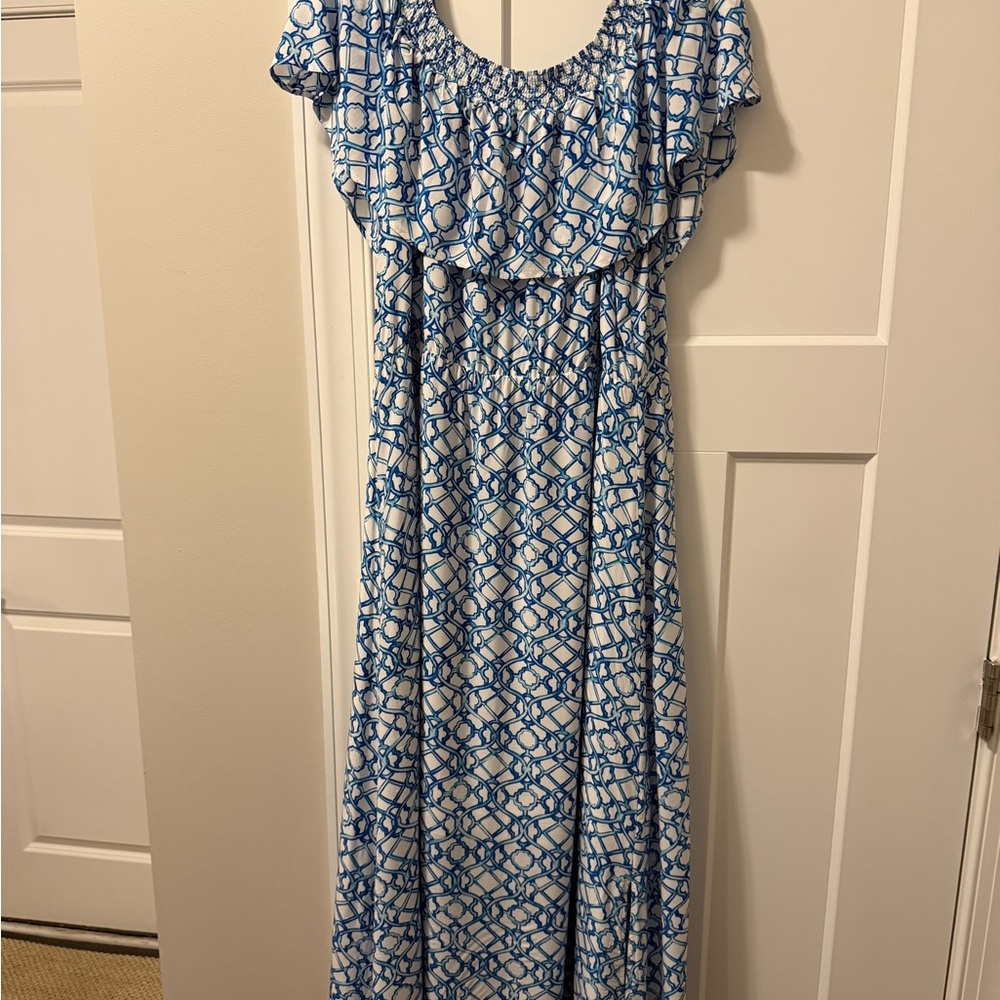 Chico's Blue and White Patterned Dress size 3 (like a 1or 2x)